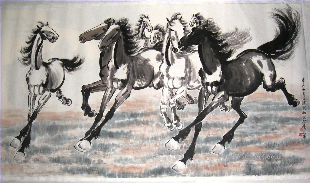 Xu Beihong running horses 2 antique Chinese Oil Paintings